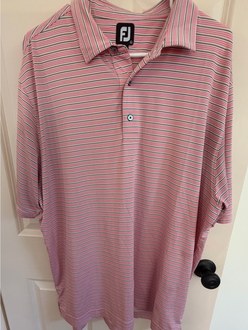 FootJoy Men's Pink Striped Golf Polo Shirt xl